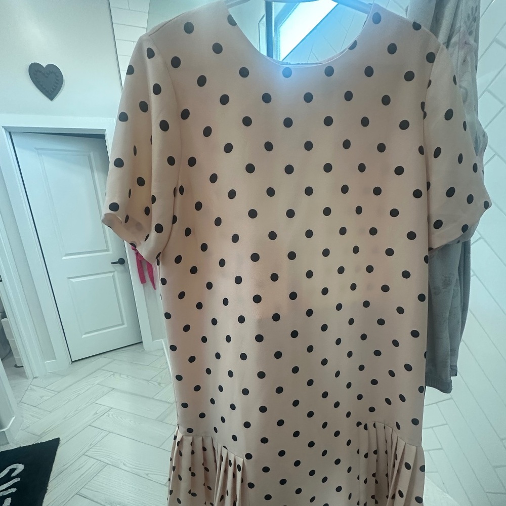 Cream color dress with black polka dots